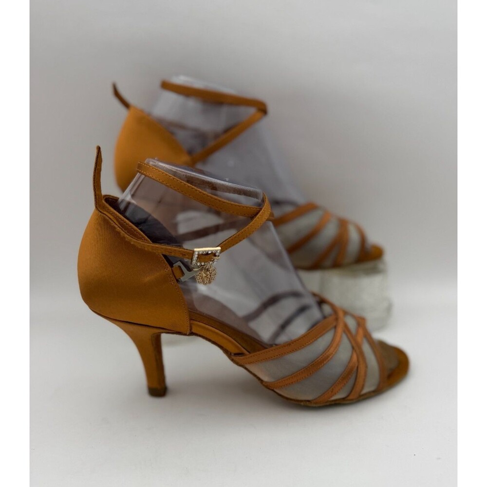 Supadance Latin Ballroom Salsa Dance Shoes Tan Satin Mesh Women’s US 8.5 (UK 6.5